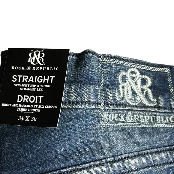 Rock & Republic,34x30 NWT ,straight,faded,jeans,men Biker,moto,rodeo,nice fit - Picture 9 of 15
